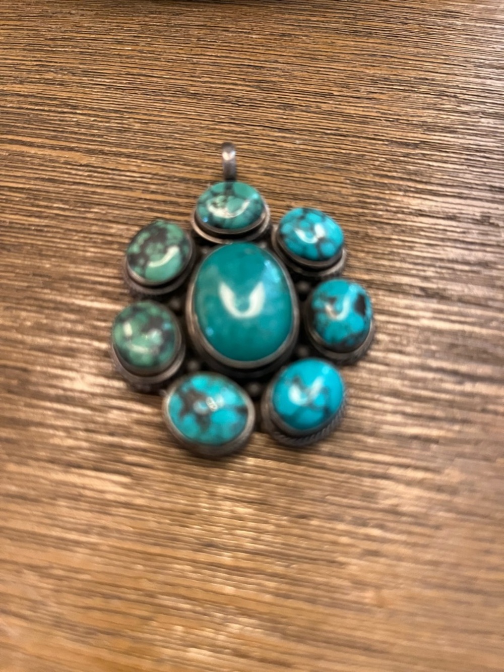 Turquoise Cluster Pendant - Green blue Stone